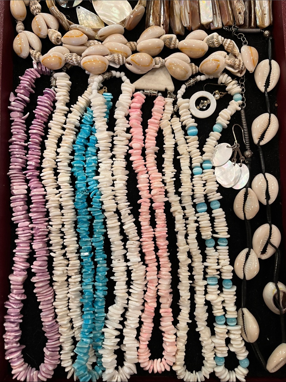 Assorted Shell & Mother-of-Pearl Beach Necklace Lot - Pink, Blue, Cream - Picture 2 of 3